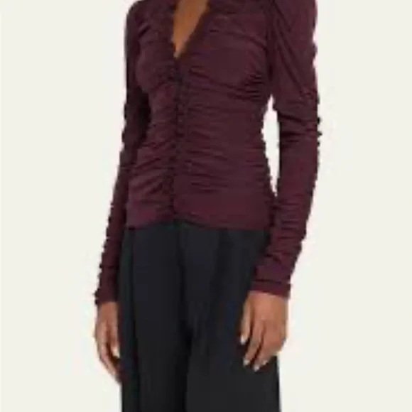 ALC Red Ruched Puff Sleeve Blouse - Picture 3 of 7